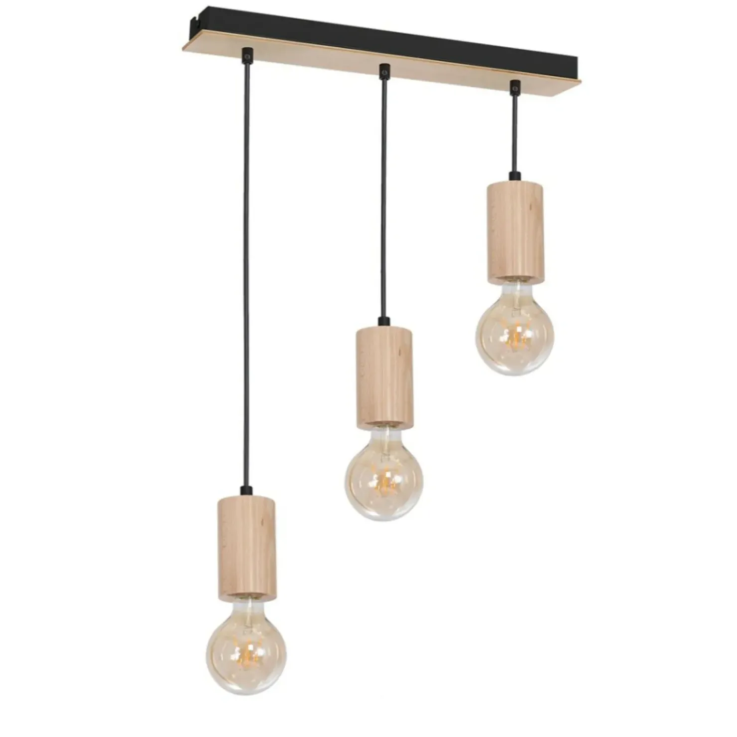 Outlet Sklep Kaja Czarna, ponadczasowa lampa wisząca z drewnemMLP8826 z serii LINES | Kaja Oświe naturalnedrewno