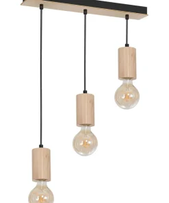 Outlet Sklep Kaja Czarna, ponadczasowa lampa wisząca z drewnemMLP8826 z serii LINES | Kaja Oświe naturalnedrewno