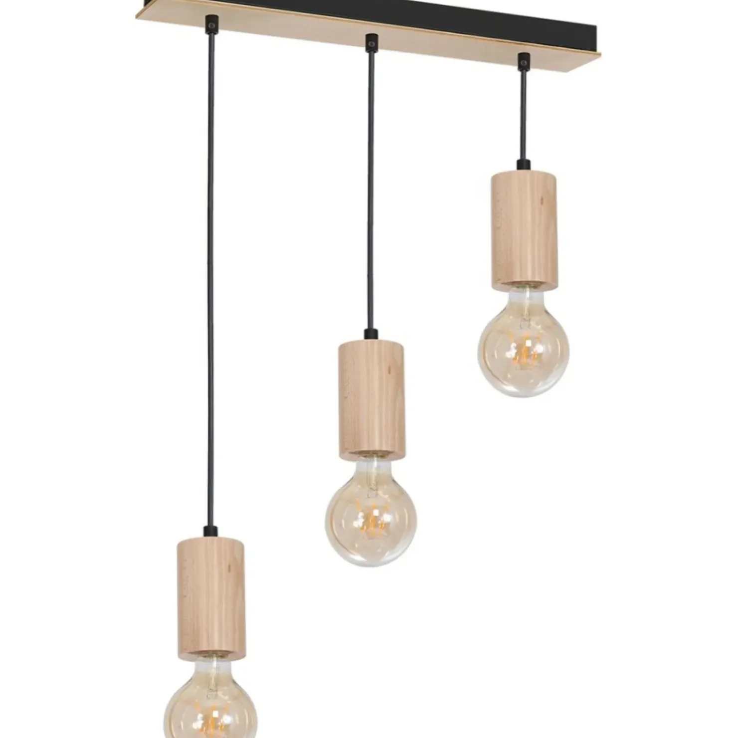 Outlet Sklep Kaja Czarna, ponadczasowa lampa wisząca z drewnemMLP8826 z serii LINES | Kaja Oświe naturalnedrewno