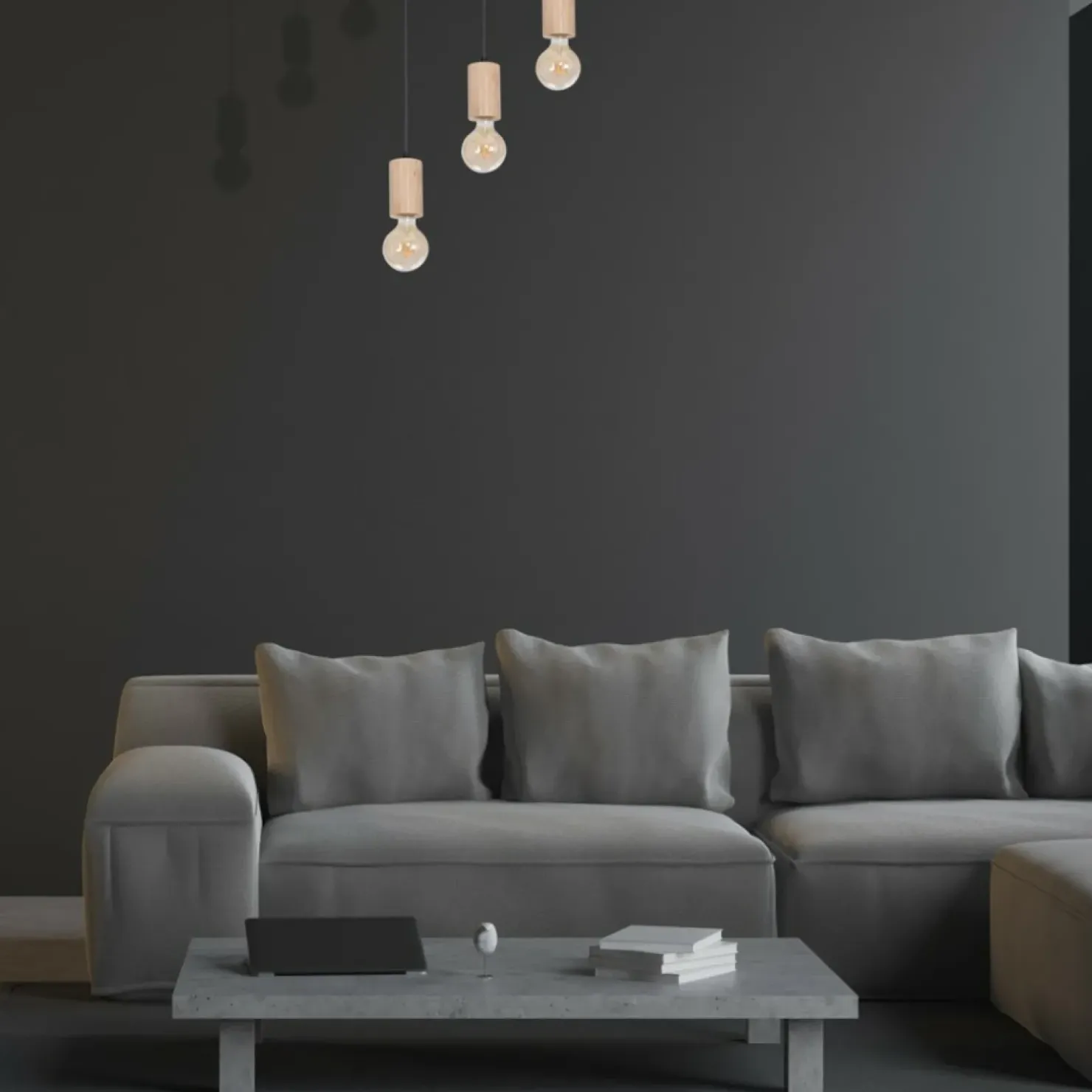 Outlet Sklep Kaja Czarna, ponadczasowa lampa wisząca z drewnemMLP8826 z serii LINES | Kaja Oświe naturalnedrewno