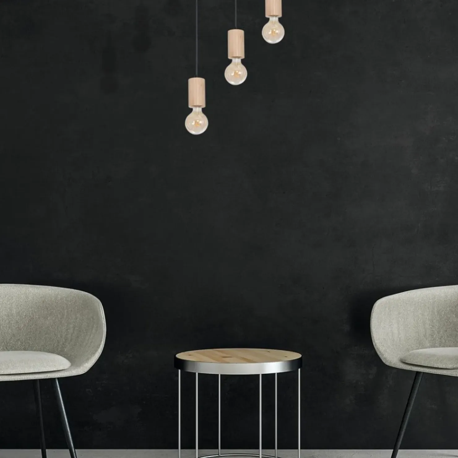 Outlet Sklep Kaja Czarna, ponadczasowa lampa wisząca z drewnemMLP8826 z serii LINES | Kaja Oświe naturalnedrewno