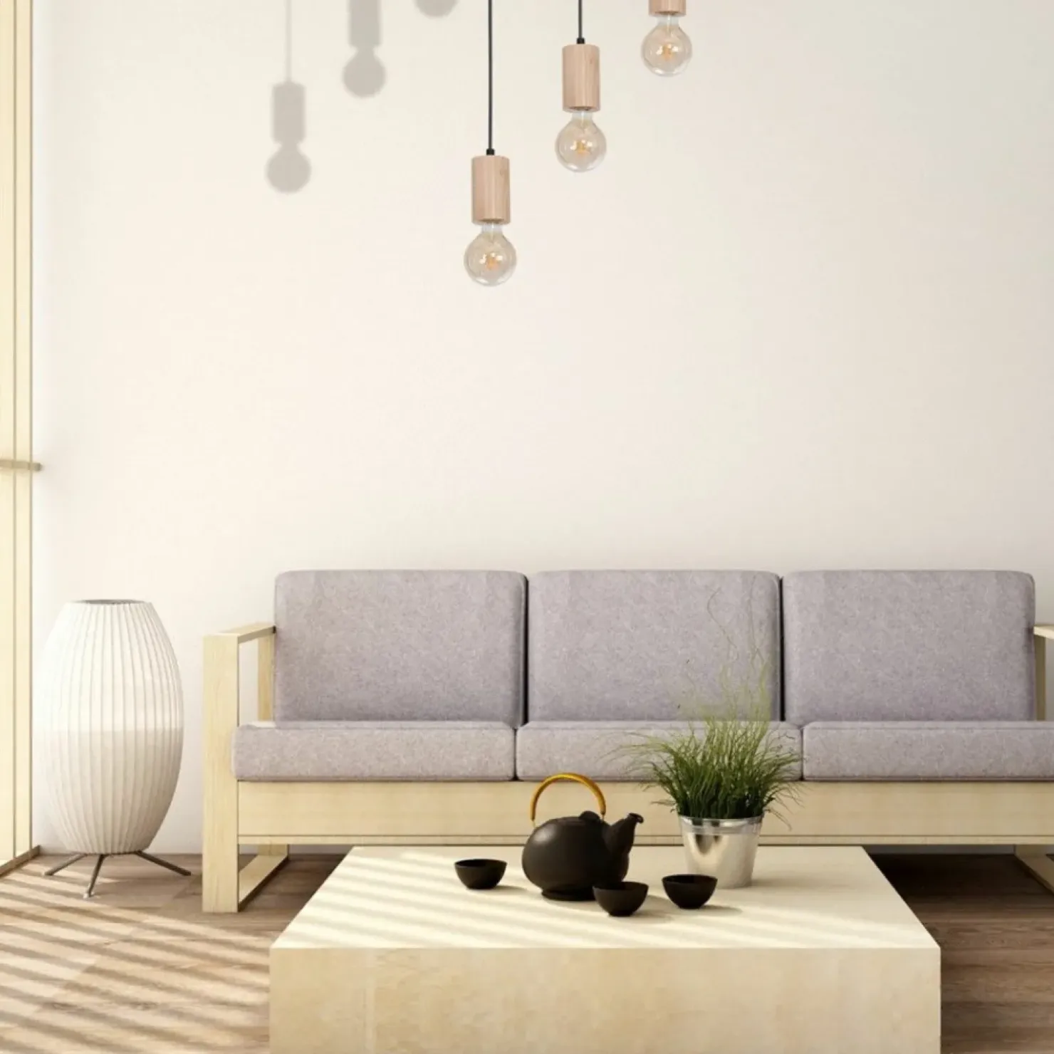 Outlet Sklep Kaja Czarna, ponadczasowa lampa wisząca z drewnemMLP8826 z serii LINES | Kaja Oświe naturalnedrewno