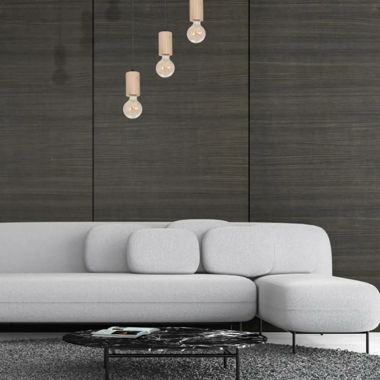 Outlet Sklep Kaja Czarna, ponadczasowa lampa wisząca z drewnemMLP8826 z serii LINES | Kaja Oświe naturalnedrewno