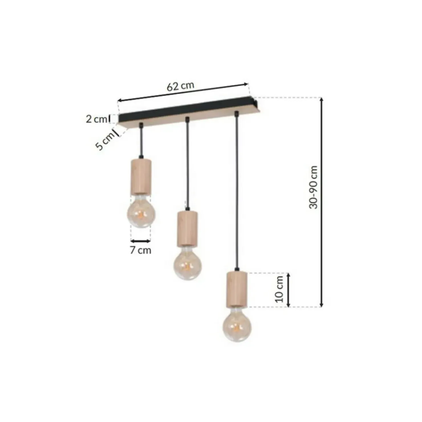 Outlet Sklep Kaja Czarna, ponadczasowa lampa wisząca z drewnemMLP8826 z serii LINES | Kaja Oświe naturalnedrewno