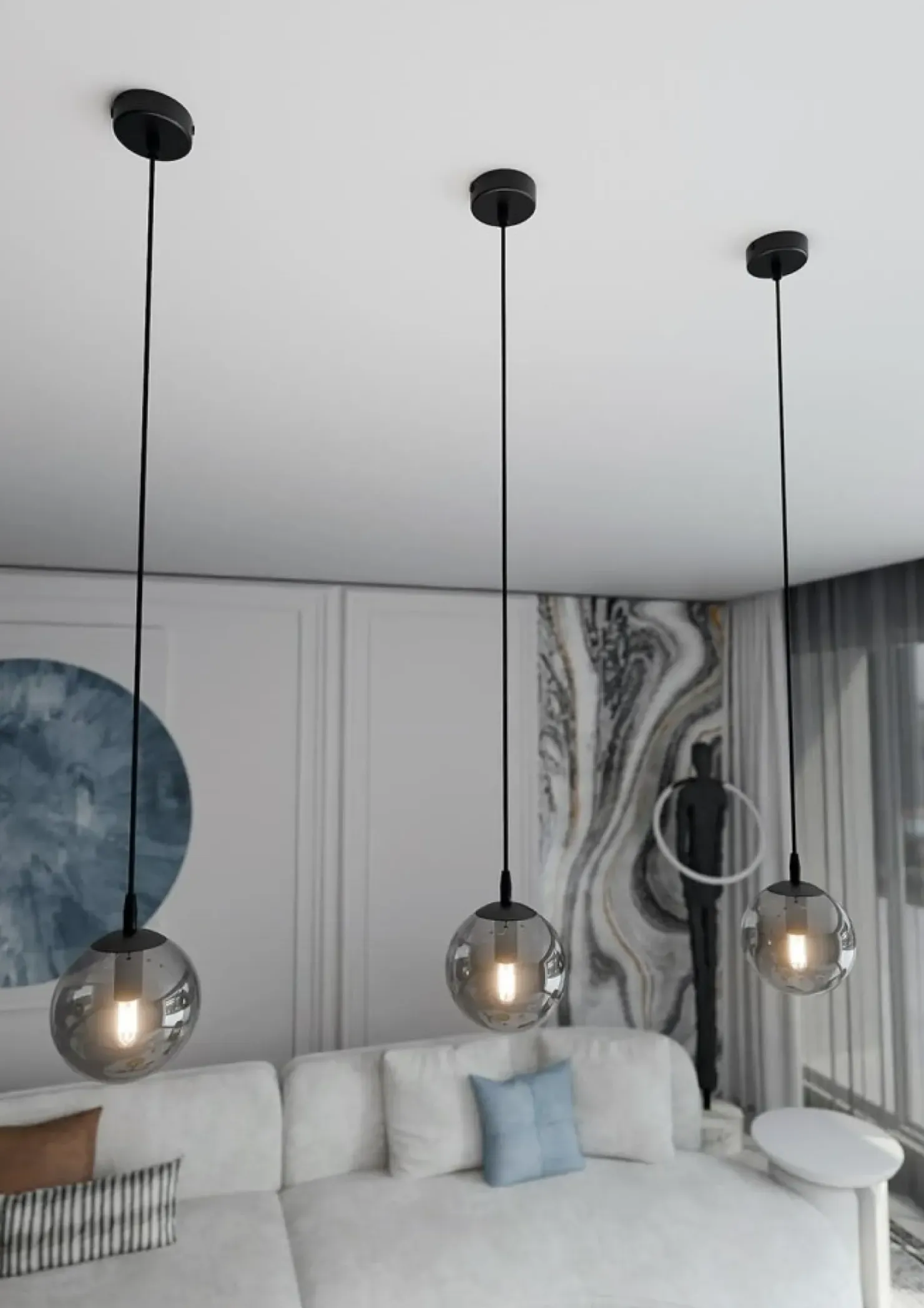 Fashion Sklep Kaja Czarna prosta lampa wisząca na jedną żarówkę 712/1 | Kaja Oświetlenie