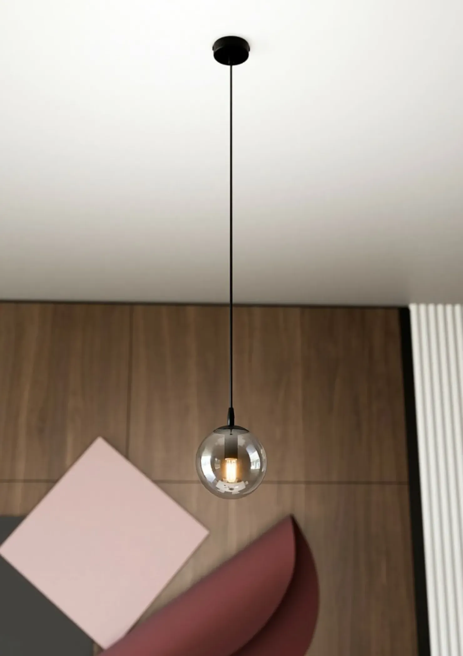 Fashion Sklep Kaja Czarna prosta lampa wisząca na jedną żarówkę 712/1 | Kaja Oświetlenie