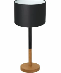Czarna, prosta lampka stołowa, z drewnem LX 3824 z serii TABLE LAMPS*Sklep Kaja Outlet