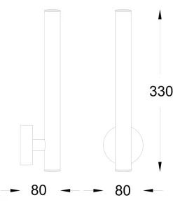 Czarna, wąska lampa ścienna tuba W0461-02B-L8L8 LOYA | Kaja*Sklep Kaja Best Sale