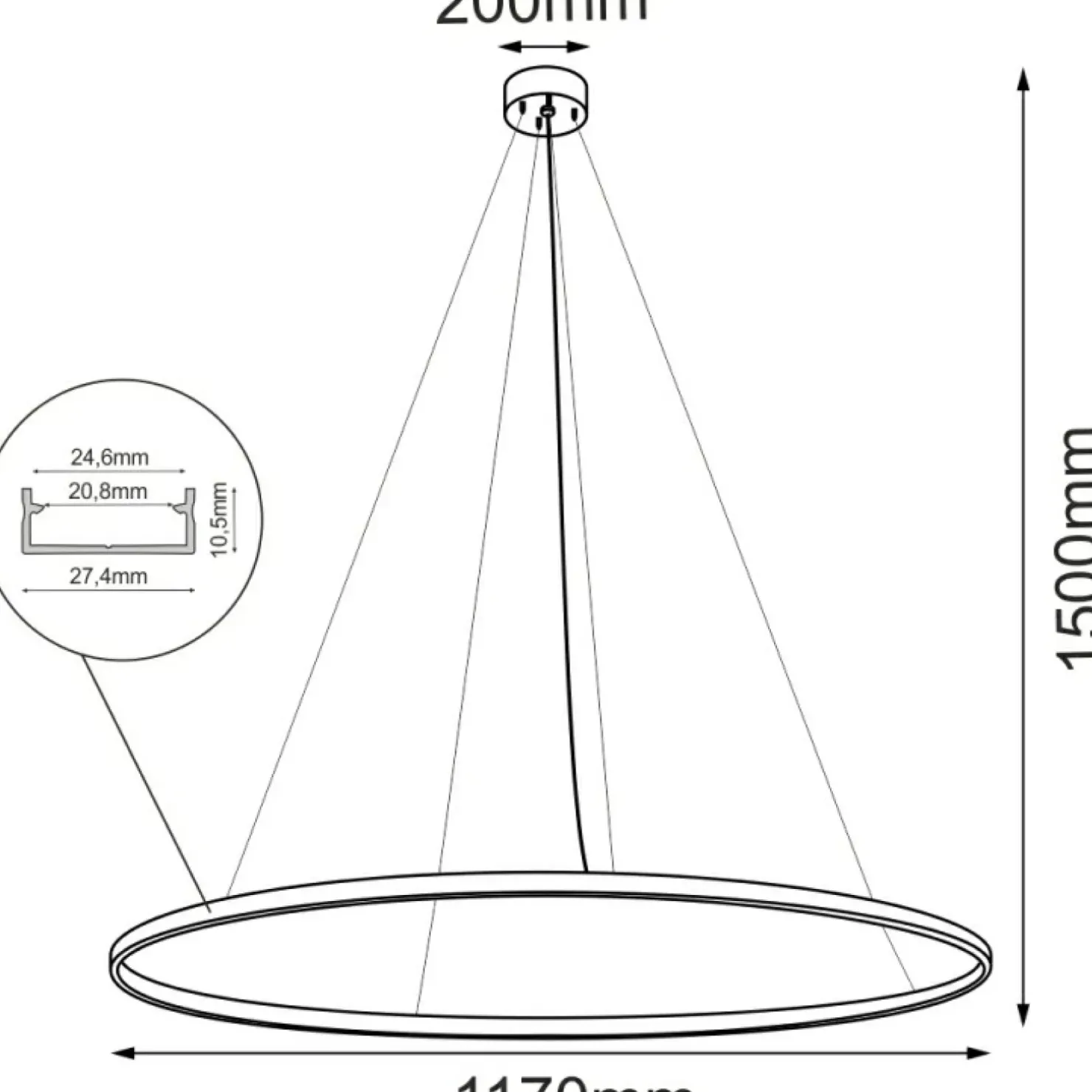 Hot Sklep Kaja Czarne, duże koło wiszące LED ⌀117cm 4000K ANT 5342 z serii AGA