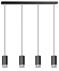 Cheap Sklep Kaja Czarno srebrna lampa wisząca na listwie 816/4 | Kaja Oświetlenie