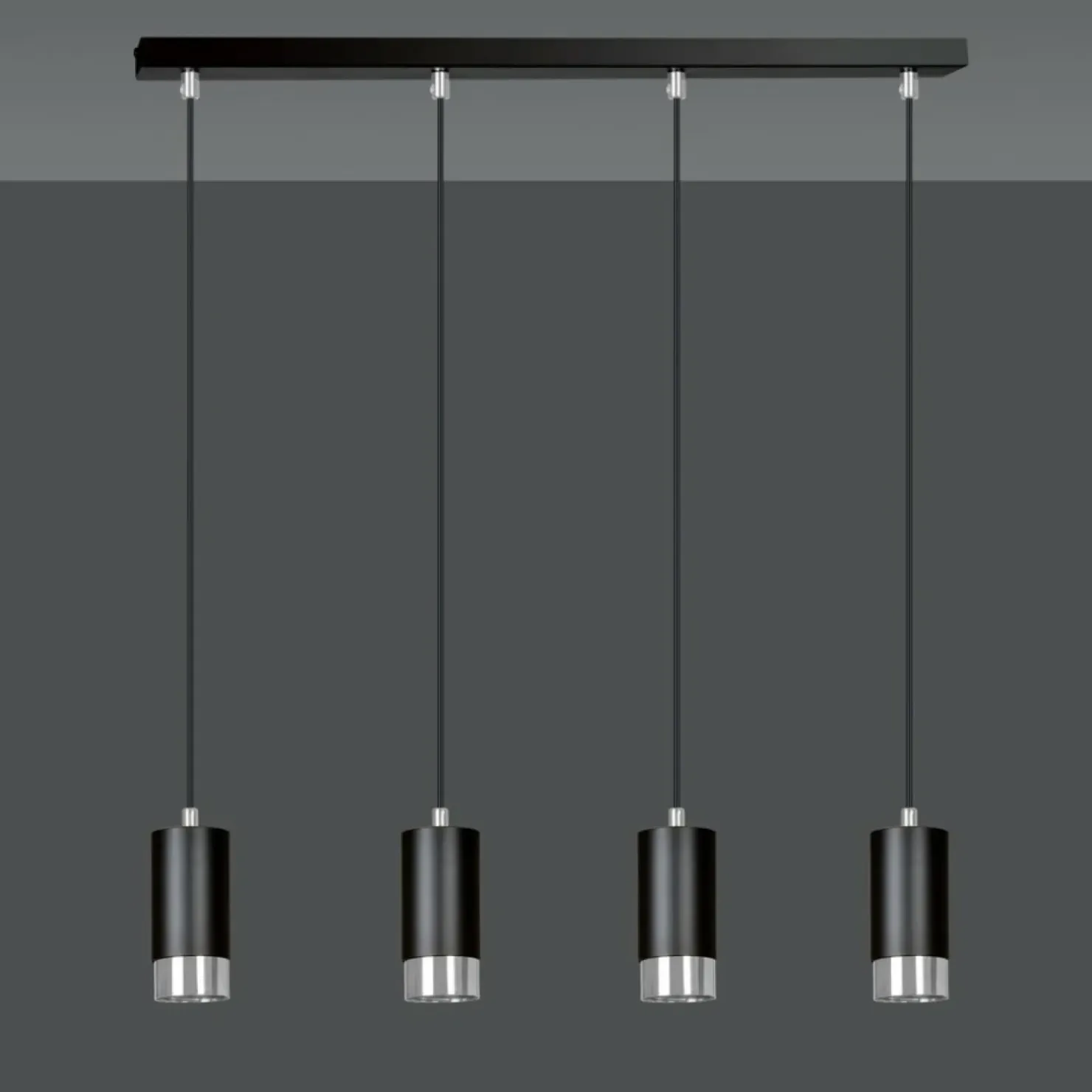 Cheap Sklep Kaja Czarno srebrna lampa wisząca na listwie 816/4 | Kaja Oświetlenie