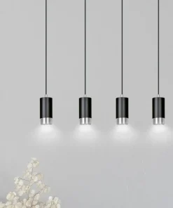 Cheap Sklep Kaja Czarno srebrna lampa wisząca na listwie 816/4 | Kaja Oświetlenie