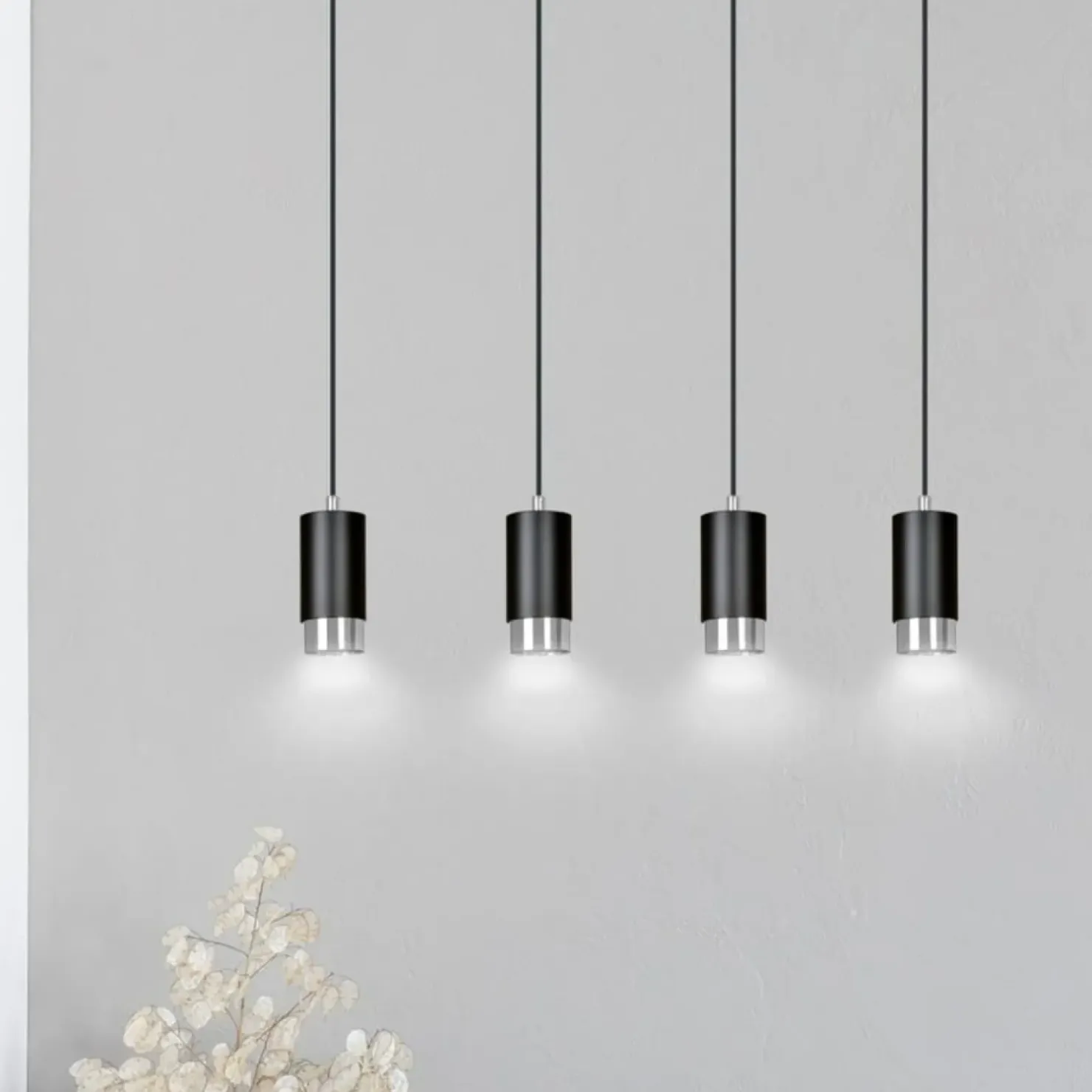 Cheap Sklep Kaja Czarno srebrna lampa wisząca na listwie 816/4 | Kaja Oświetlenie