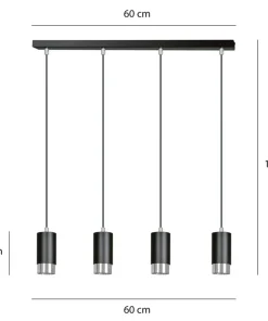 Cheap Sklep Kaja Czarno srebrna lampa wisząca na listwie 816/4 | Kaja Oświetlenie