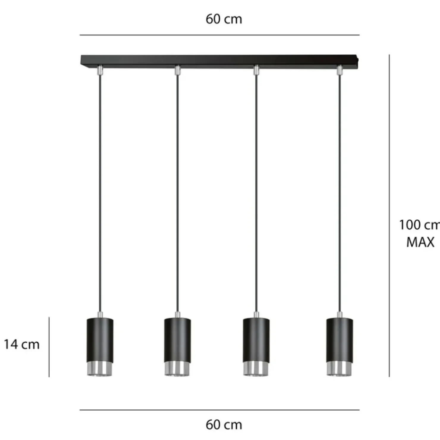 Cheap Sklep Kaja Czarno srebrna lampa wisząca na listwie 816/4 | Kaja Oświetlenie