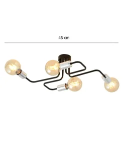 New Sklep Kaja Czarno-srebrna geometryczna lampa sufitowa 1174/4 z serii VEKEN | Kaja