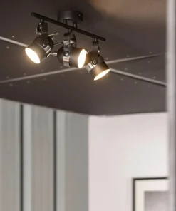 Outlet Sklep Kaja Czarno-srebrne reflektory do salonu ABR-RRH-C-3XGU10 RETRO | Kaja