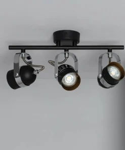 Outlet Sklep Kaja Czarno-srebrne reflektory do salonu ABR-RRH-C-3XGU10 RETRO | Kaja