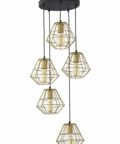 Shop Sklep Kaja Czarno-złota, druciana lampa wisząca do salonu TK 3216 - DIAMOND MM