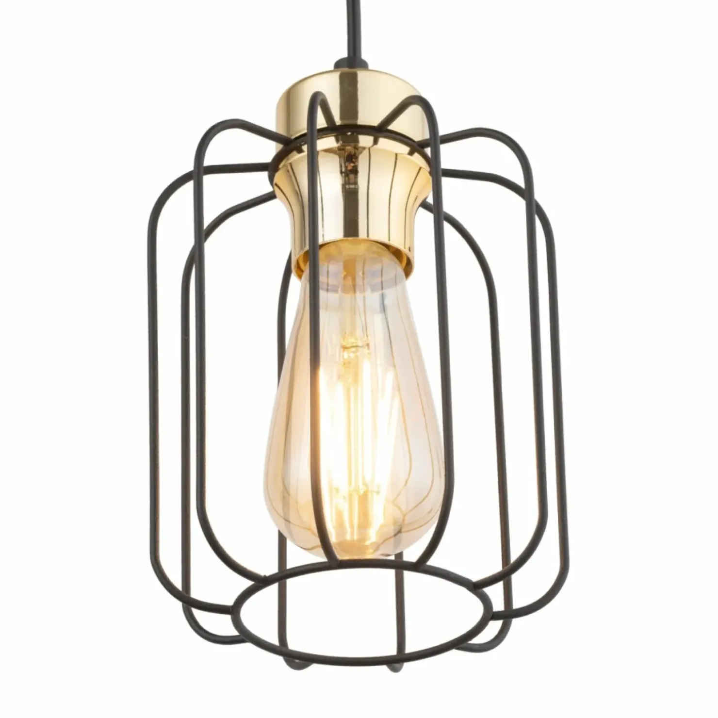 Outlet Sklep Kaja Czarno-złota, druciana lampa wisząca do jadalni TK 4714 GALAXY NEW