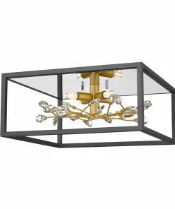 Flash Sale Sklep Kaja Czarno-złota lampa - ozdobny kwiat C0578-04A-B5TF SPRING | Kaja