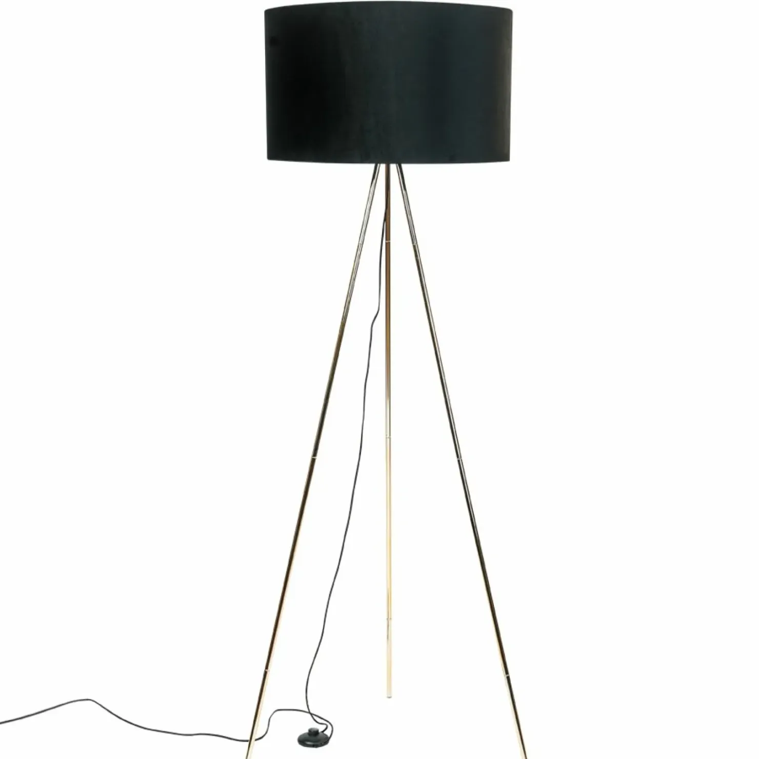 Czarno-złota lampa podłogowa z abażurem H06-GD-BK INGA | Kaja*Sklep Kaja Store