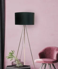 Czarno-złota lampa podłogowa z abażurem H06-GD-BK INGA | Kaja*Sklep Kaja Store