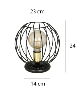 Czarno-złota lampa stołowa druciany klosz 144/LN1 | Kaja Oświetlenie*Sklep Kaja Online