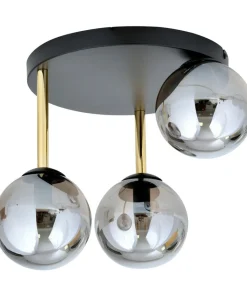 Czarno-złota lampa sufitowa z grafitowymi kloszami 1259/3 serii DOLCE*Sklep Kaja Discount