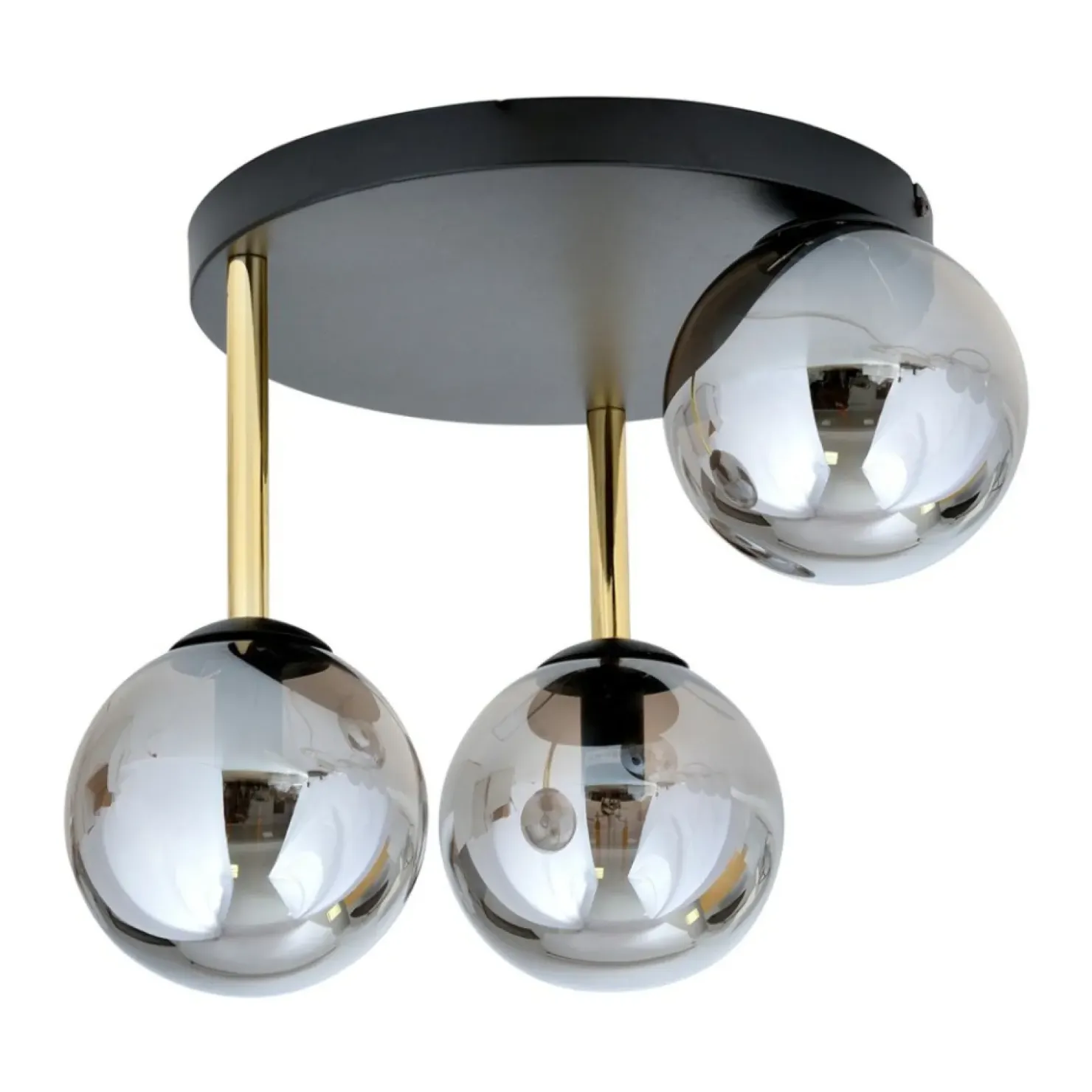 Czarno-złota lampa sufitowa z grafitowymi kloszami 1259/3 serii DOLCE*Sklep Kaja Discount