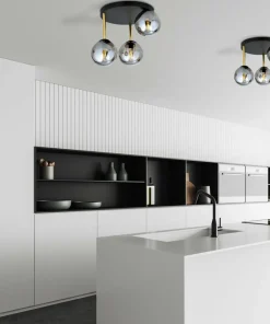 Czarno-złota lampa sufitowa z grafitowymi kloszami 1259/3 serii DOLCE*Sklep Kaja Discount
