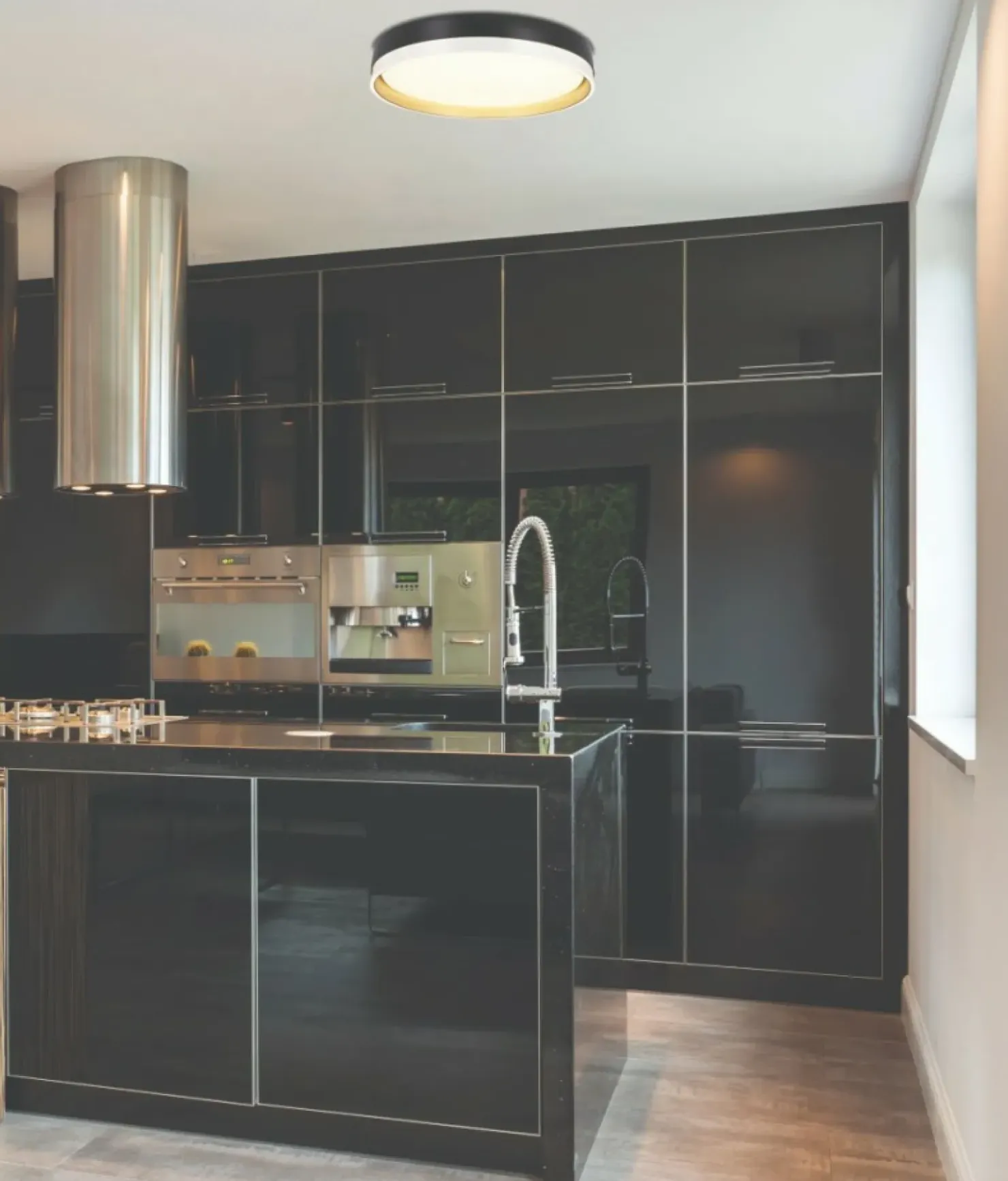 Czarno-złota lampa sufitowa, ledowy plafon 13-17727 z serii MANHATTAN | Kaja Ośw*Sklep Kaja Cheap