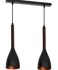 Sale Sklep Kaja Czarno-złota lampa wisząca, dwa klosze LX 9160 z serii MUZA | Kaja