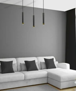 Outlet Sklep Kaja Czarno-złota lampa wisząca, trzy długie tuby MLP6240 z serii DANI | Kaja Oświetl
