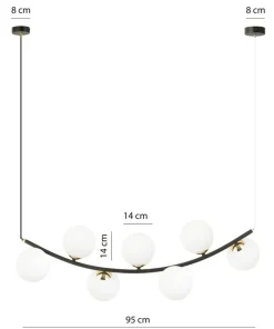 Flash Sale Sklep Kaja Czarno-złota lampa wisząca z mlecznymi kloszami 1298/7 z serii RITZ