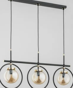 Clearance Sklep Kaja Czarno-złota lampa wisząca z ozdobnymi obręczami AL 62186 | Kaja