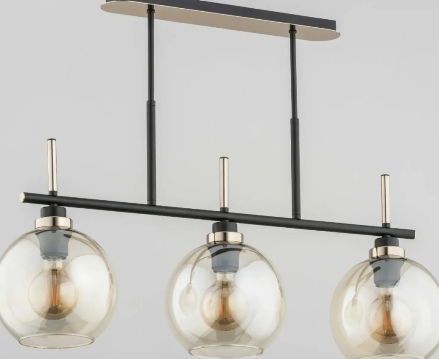 Best Sale Sklep Kaja Czarno-złota lampa wisząca z 3 szklanymi kloszami AL 62198 | Kaja