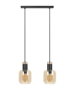 Best Sklep Kaja Czarno-złota lampa wisząca z dwoma kloszami K-5266 z serii DOKA | Kaja