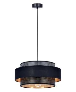 Czarno-złota lampa wisząca z gustownym abażurem K-5281 z serii AMOS*Sklep Kaja Hot