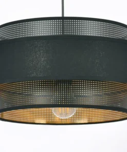 Czarno-złota lampa wisząca z gustownym abażurem K-5281 z serii AMOS*Sklep Kaja Hot