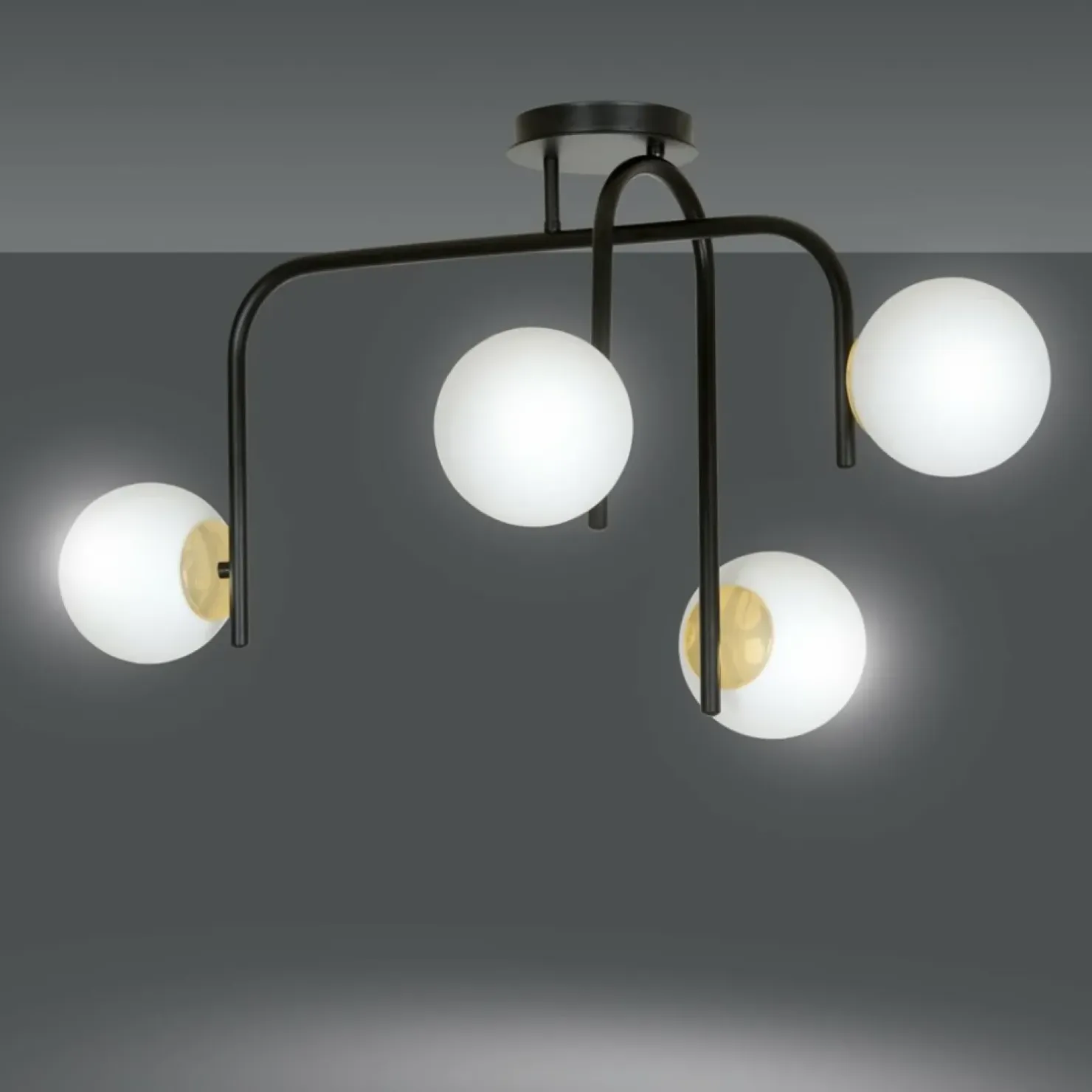 Shop Sklep Kaja Czarno-złota lampa z okrągłymi kloszami 1032/4B RAGNAR | Kaja