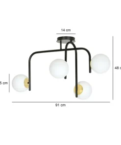Shop Sklep Kaja Czarno-złota lampa z okrągłymi kloszami 1032/4B RAGNAR | Kaja