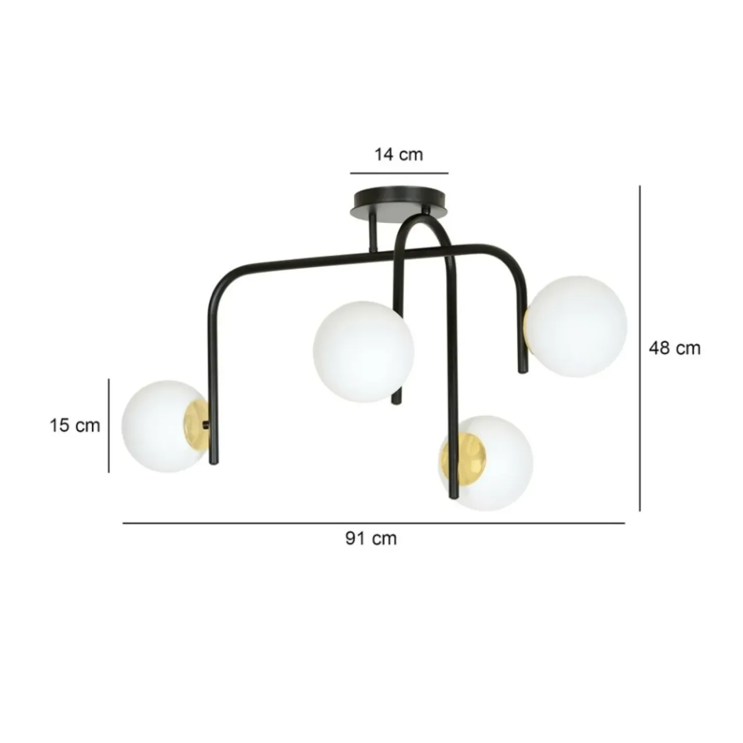 Shop Sklep Kaja Czarno-złota lampa z okrągłymi kloszami 1032/4B RAGNAR | Kaja