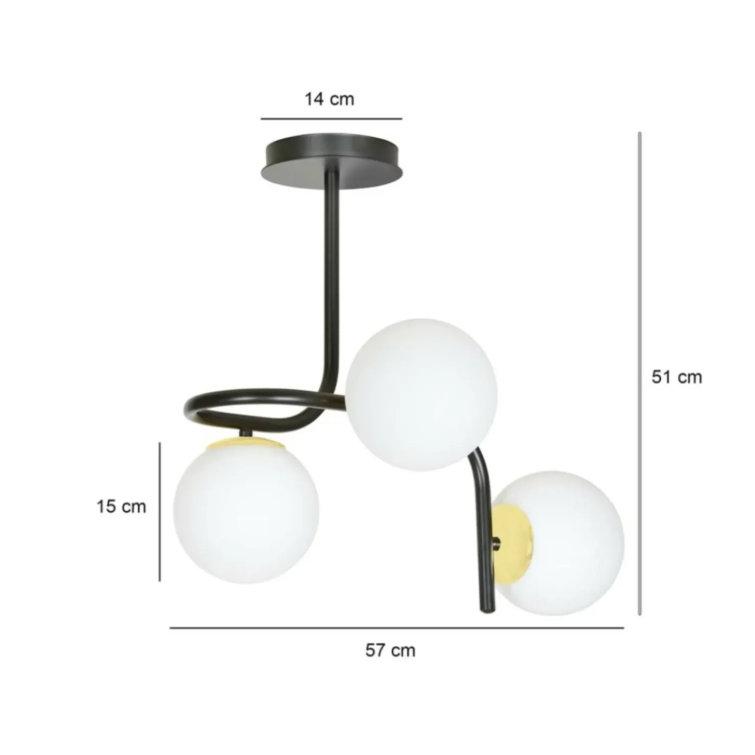 Sale Sklep Kaja Czarno-złota, metalowa lampa sufitowa 1032/3 RAGNAR | Kaja Oświetlenie