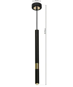 Best Sale Sklep Kaja Czarno-złota tuba, punktowa lampa wisząca MLP6333 z serii MONZA | Kaja Oświetlen