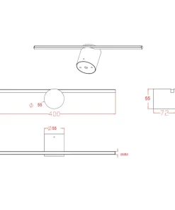 Czarny kinkiet do łazienki 40cm 6W LP-777/1W M BK z serii MODERN SLIM*Sklep Kaja Best