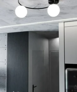 Czarny okrąg sufitowy z białymi kulami 1257/2 z serii SOPRA | Kaja*Sklep Kaja Flash Sale