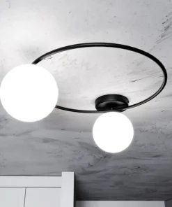 Czarny okrąg sufitowy z białymi kulami 1257/2 z serii SOPRA | Kaja*Sklep Kaja Flash Sale