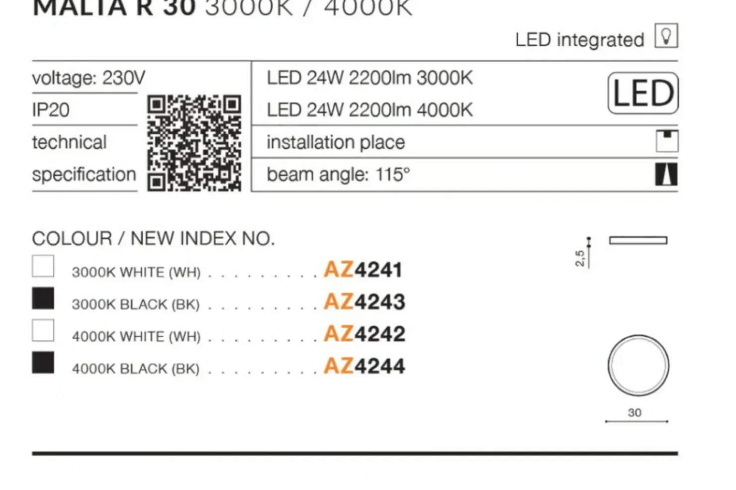 Czarny okrągły klasyczny plafon LED 3000K AZ4243 MALTA | Kaja*Sklep Kaja Sale