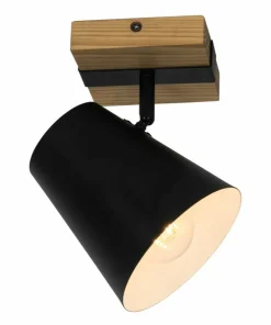 Outlet Sklep Kaja Czarny reflektor na drewnianym mocowaniu P22077-1R ELTI | Kaja